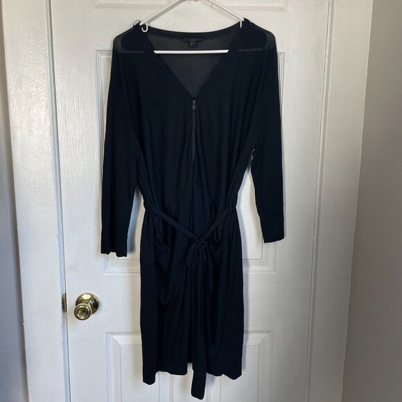 COS Knit Tie Zip Up Draped mini swim coverup lightweight black Dress size M - Picture 1 of 6